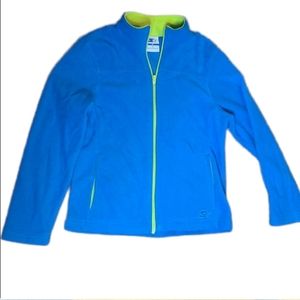🧥 Blue & Green Zip-Up Fleece – Boys M (8)